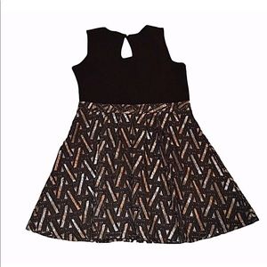 Xhilaration Women's Black and Gold Flared Dress